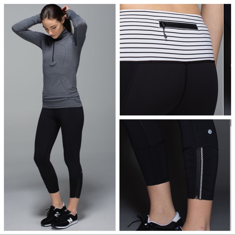 RARE Lululemon QUIET STRIPE Runday Crops! - Picture 1 of 10